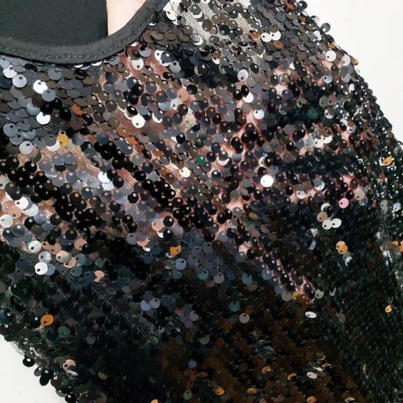 Sequin Semi Sheer Front* Tank Top *Sz L* - Picture 5 of 7